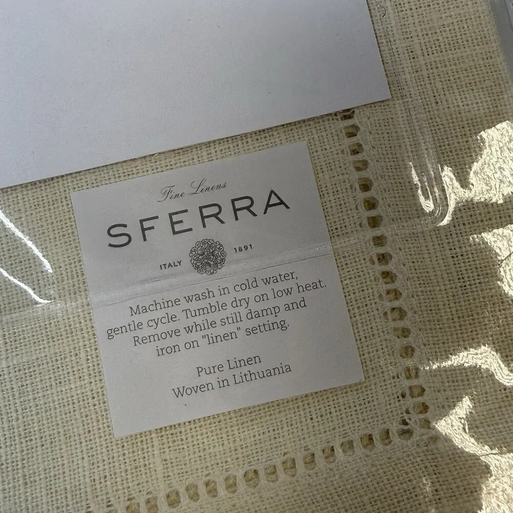 SFERRA 902 Festival Pure Linen 20”x20” Dinner Napkins Eggshell 2 Sets Of 4 New